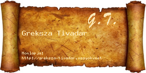 Greksza Tivadar névjegykártya